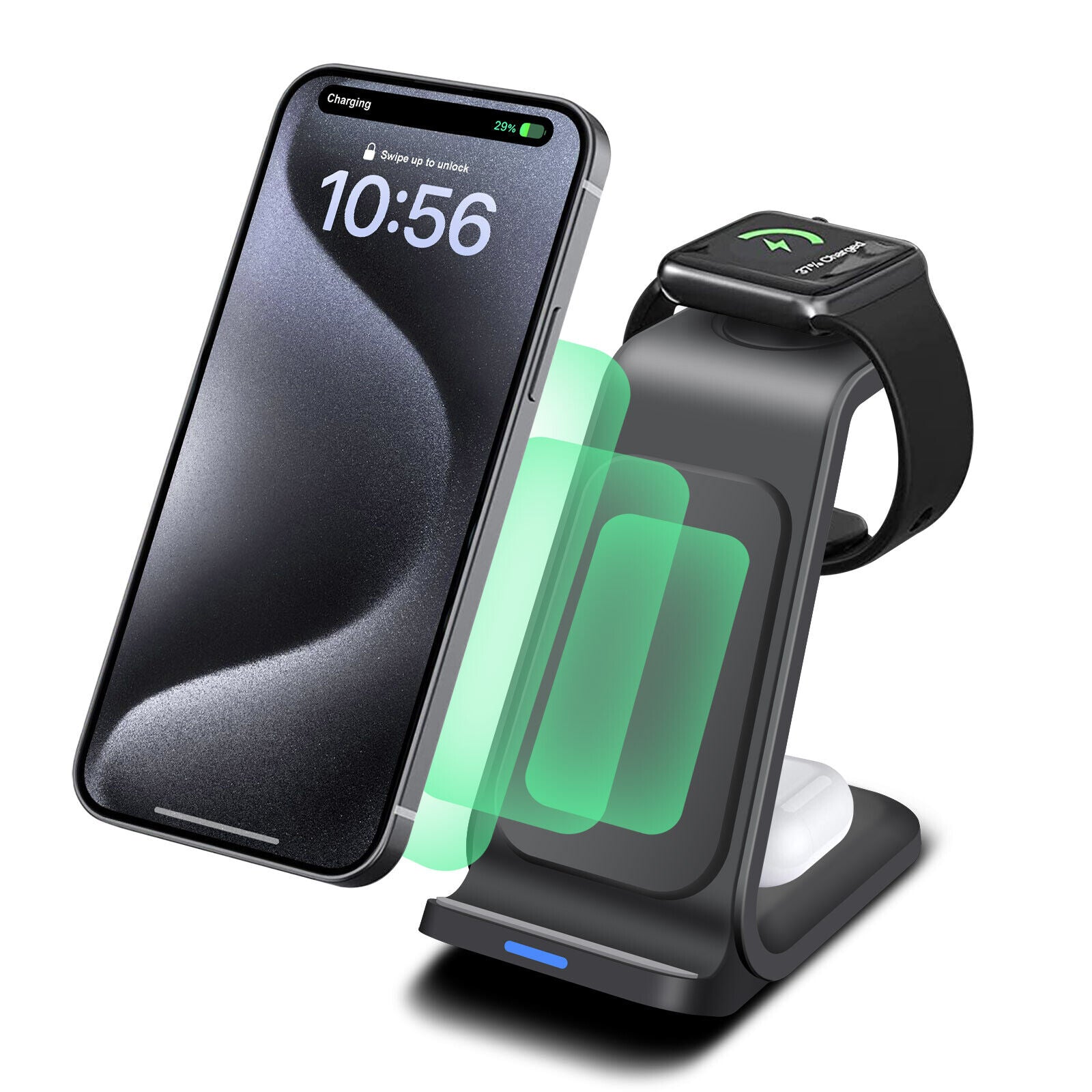 Wireless Charger Dock Charging Station 3In1 For Apple Watch Iphone 15 14 13 12 X
