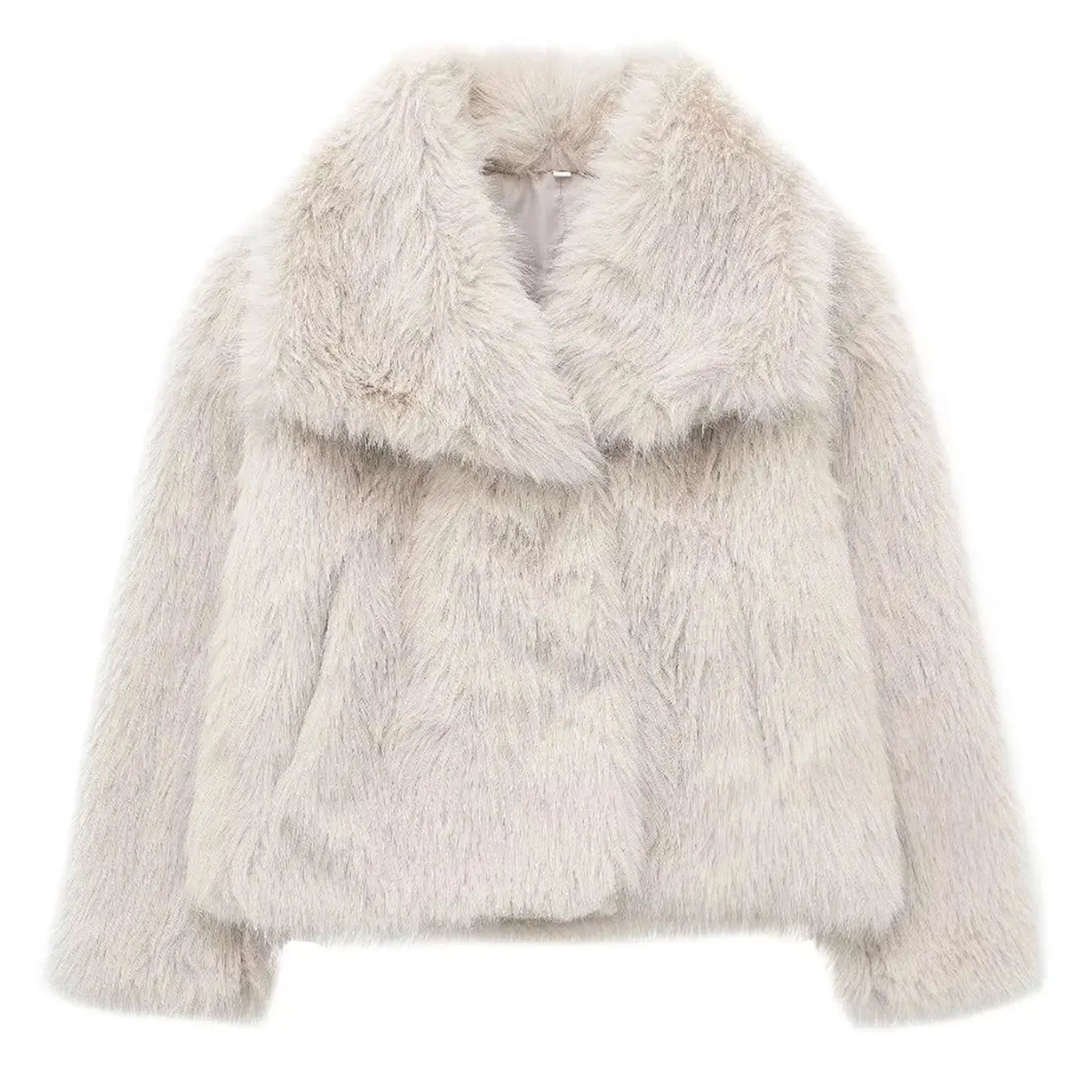 TRAFZA Women Fashion Faux Fur Jacket