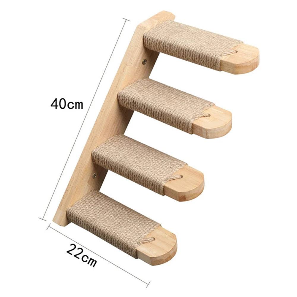 Wall-mounted Cat Hanging  Bed Cat Climbing Ladder Grab Post Solid Wood