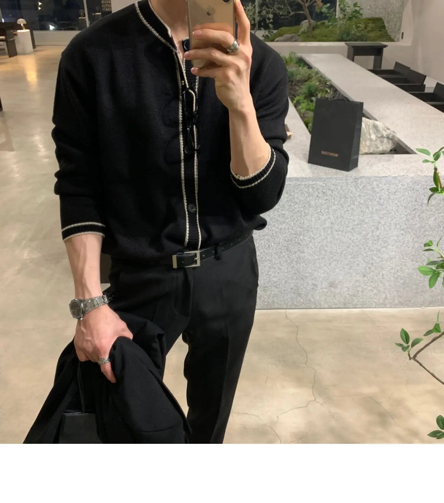 Fashionable Zipper Knitted Sweater Men's