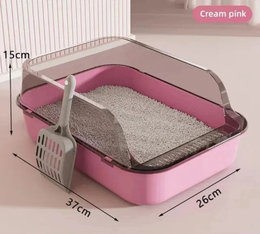 Kitty Sandbox Cat Litter Box Semi-enclosed Splashproof Cat