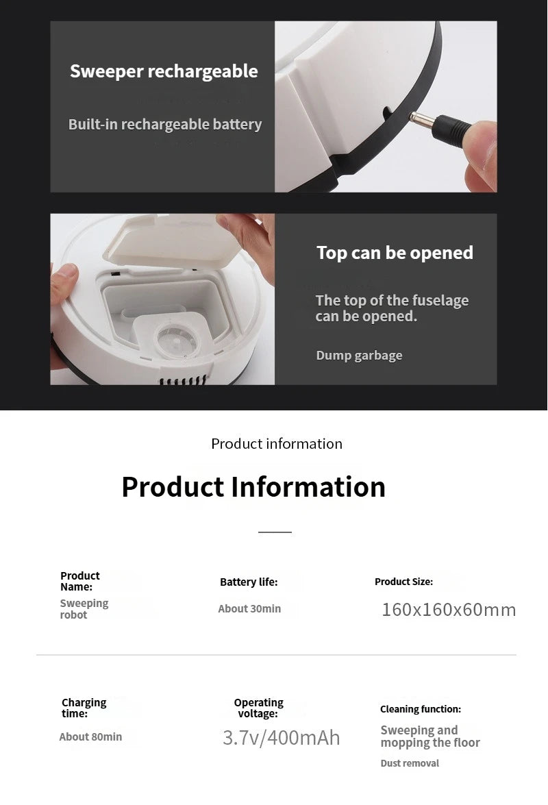 Intelligent sweeping robot suction sweeping mop 3-in-1 lazy home automatic vacuum cleaner gift Mini  sweeper