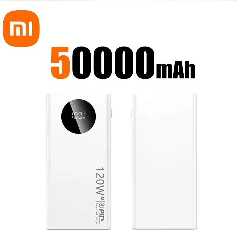 Xiaomi 120W 50000mAh High Capacity Power Bank Fast Charging Powerbank Portable Battery Charger For iPhone Samsung Huawei 2025New