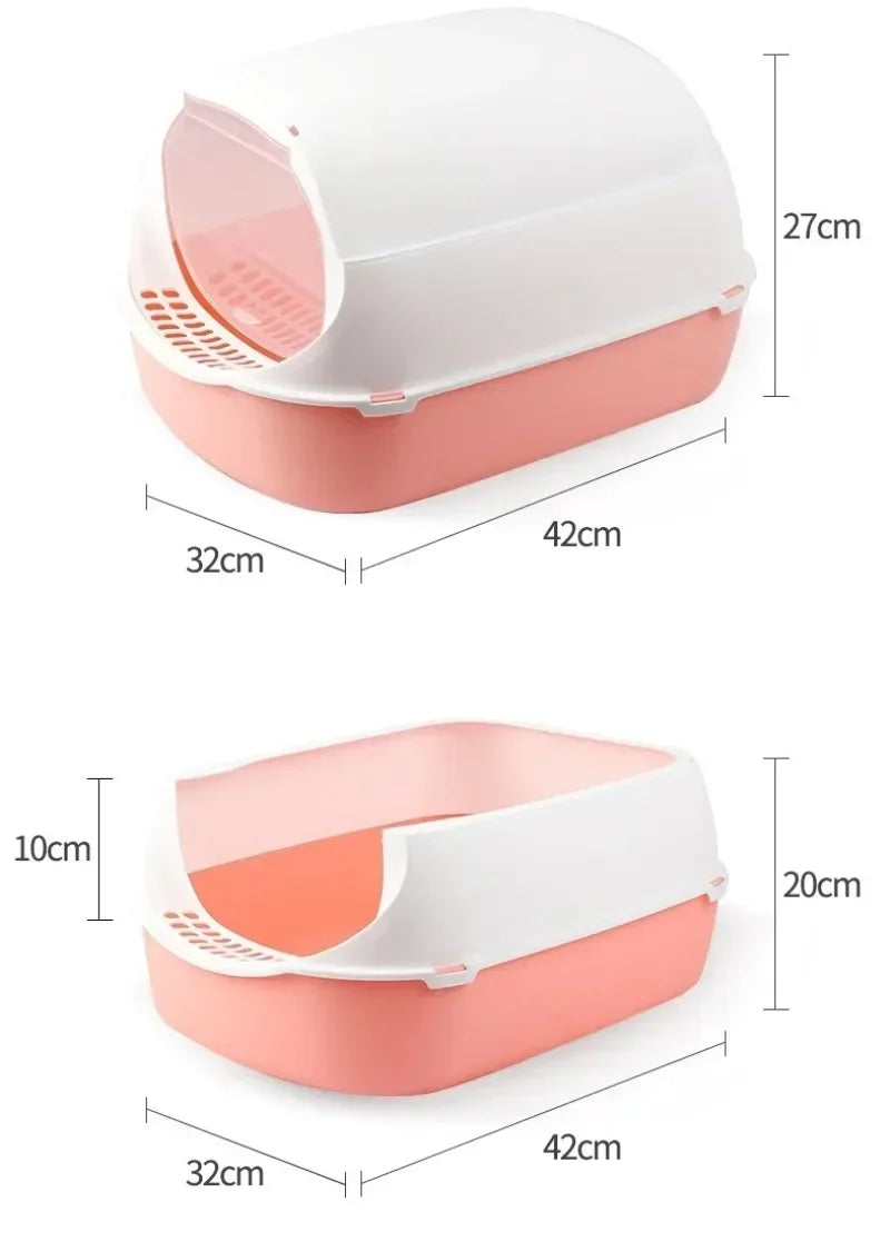 Kitty Sandbox Cat Litter Box Semi-enclosed Splashproof Cat