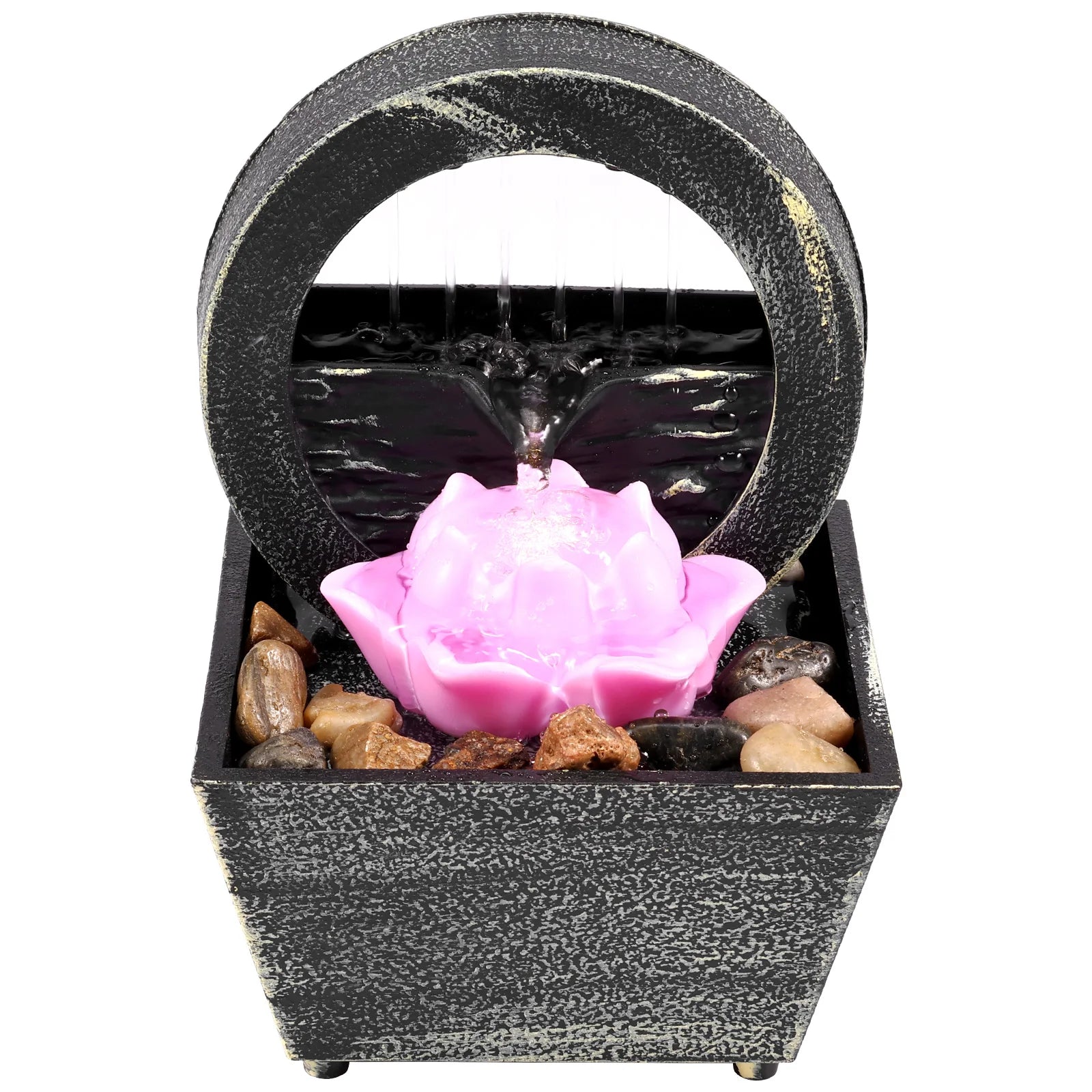 Desktop Water Fountain LED Indoor Decorative Fountain Creative Craft Home Decor Small Waterfall Fountains Zen Meditation Fountai