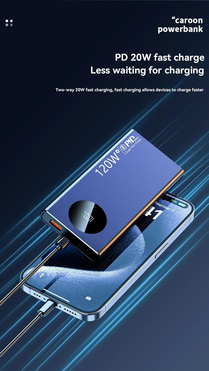 Xiaomi 120W 50000mAh High Capacity Power Bank Fast Charging Powerbank Portable Battery Charger For iPhone Samsung Huawei 2025New