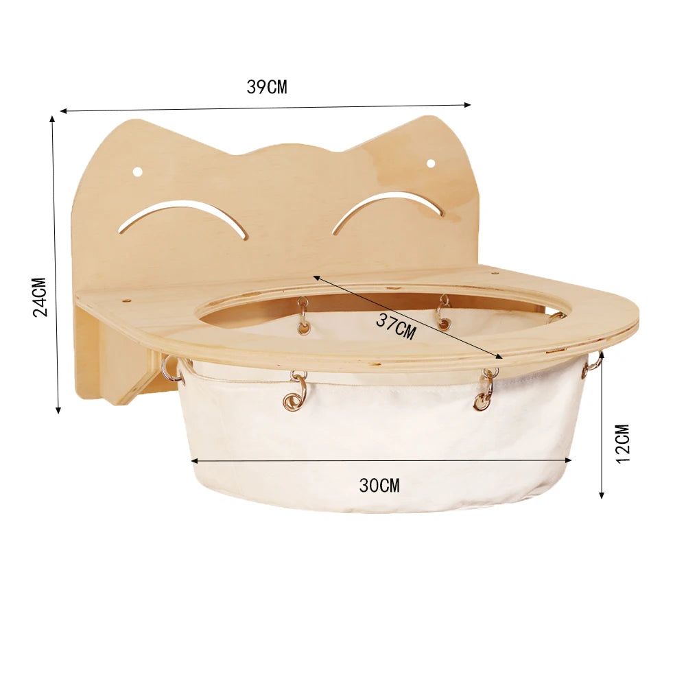 Wall-mounted Cat Hanging  Bed Cat Climbing Ladder Grab Post Solid Wood
