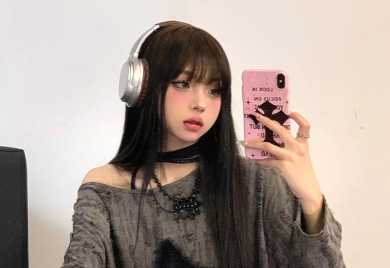 Y2K Hole Star Print T-Shirt Women Fashion