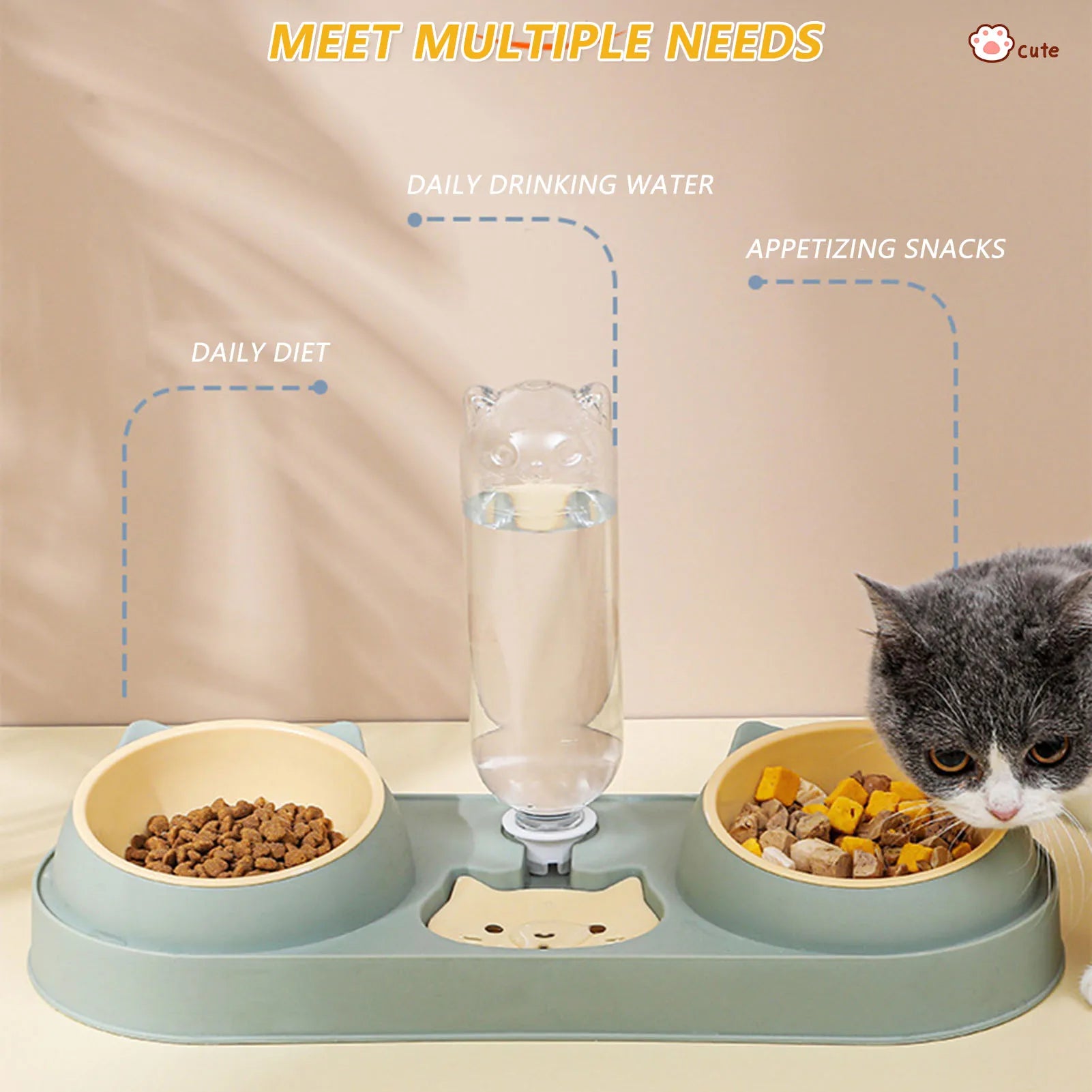 Pet Cat Bowl Automatic Feeder Dog Food Bowl