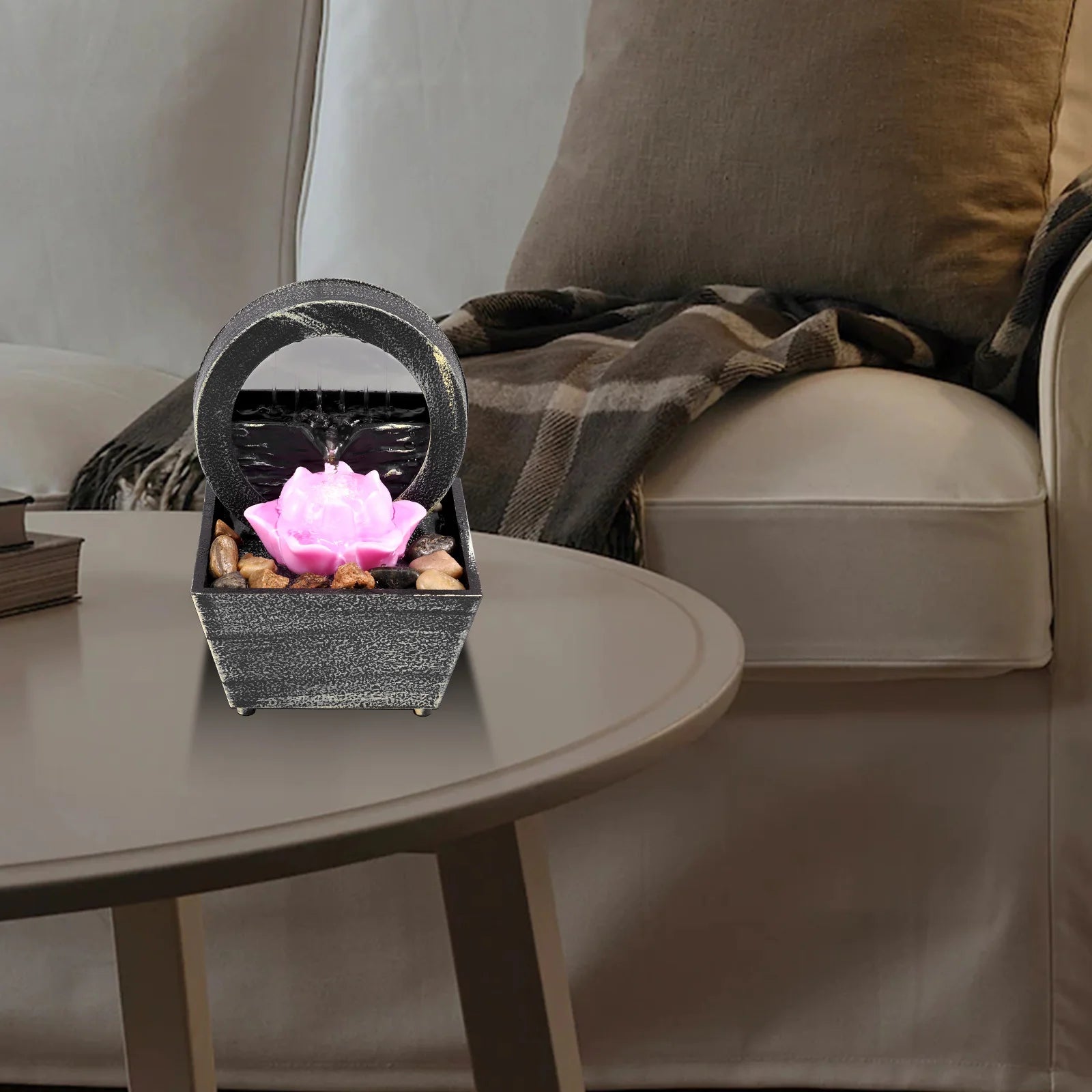 Desktop Water Fountain LED Indoor Decorative Fountain Creative Craft Home Decor Small Waterfall Fountains Zen Meditation Fountai