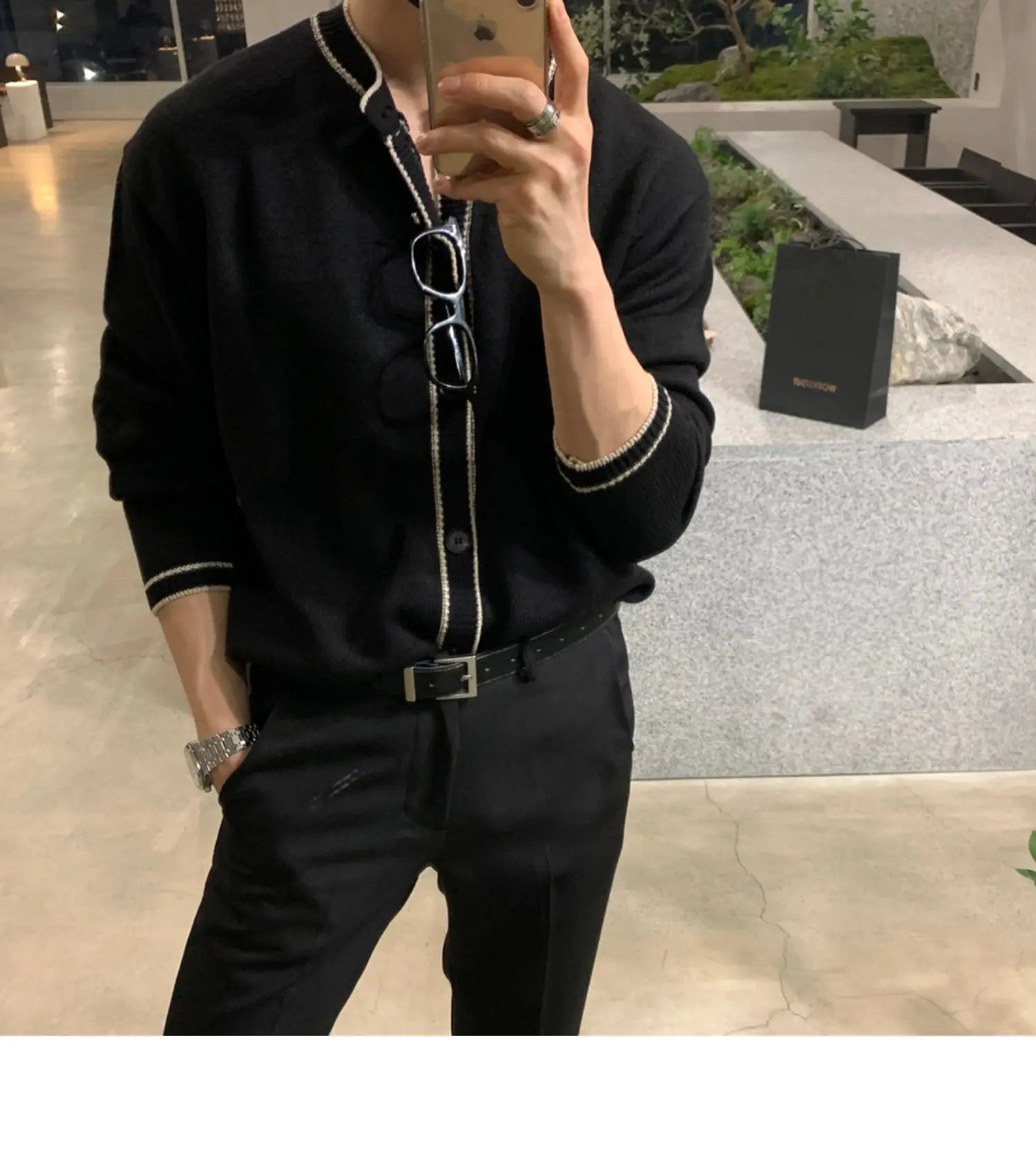 Fashionable Zipper Knitted Sweater Men's