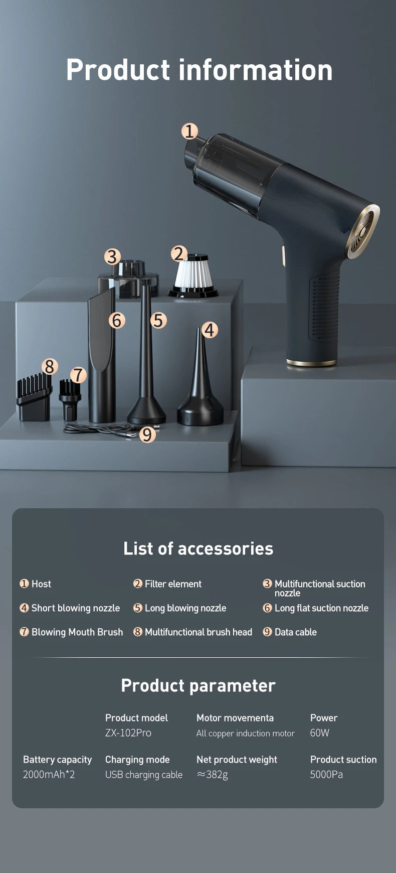 Xiaomi Youpin Car Vacuum Cleaner Powerful Cleaning Machine Strong Suction Handheld For Car Home Portable Wireless Cleaner New Mi