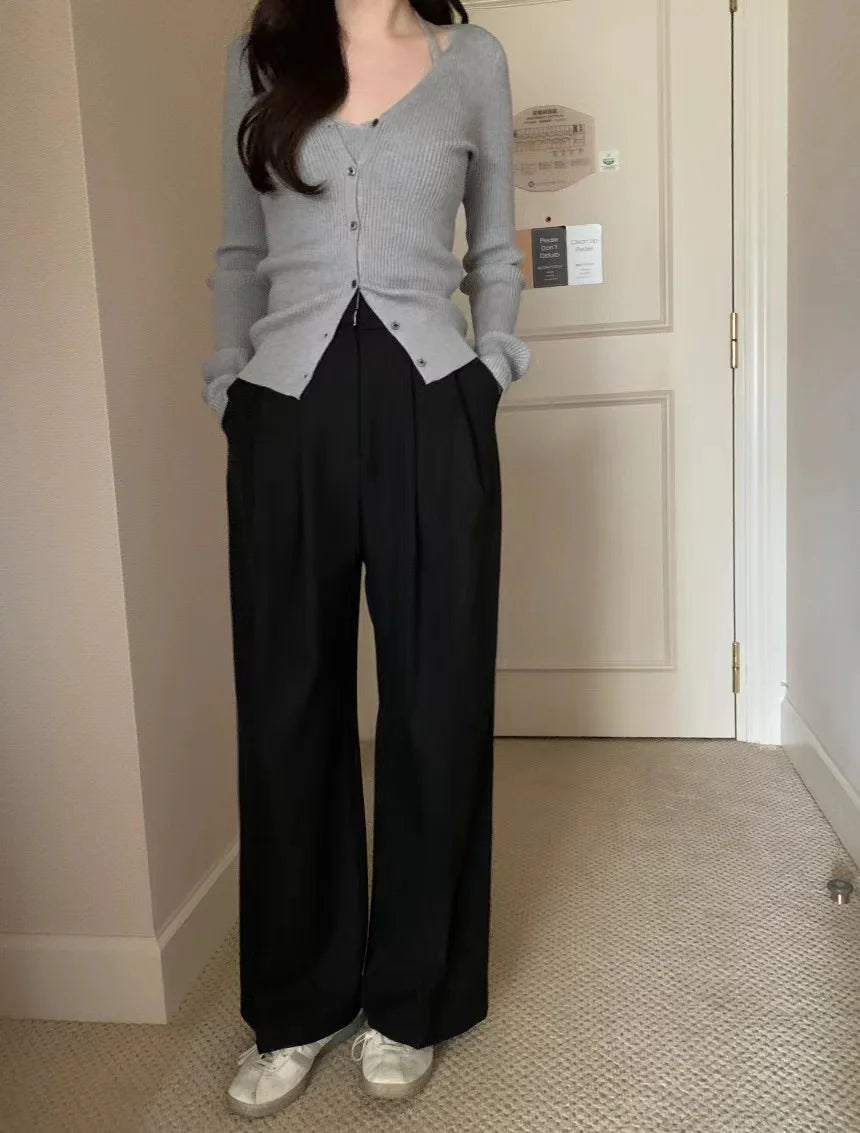 Chic V-Neck Knitted Open Cardigan Top Women's