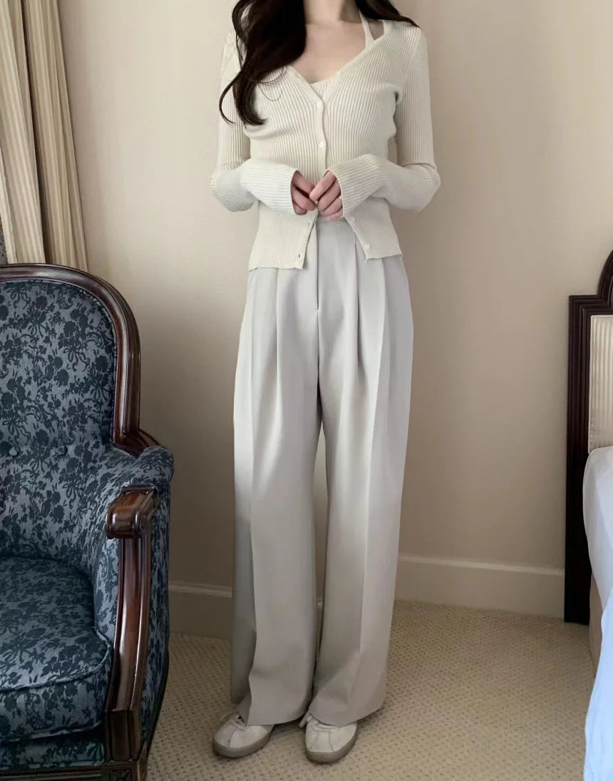 Chic V-Neck Knitted Open Cardigan Top Women's