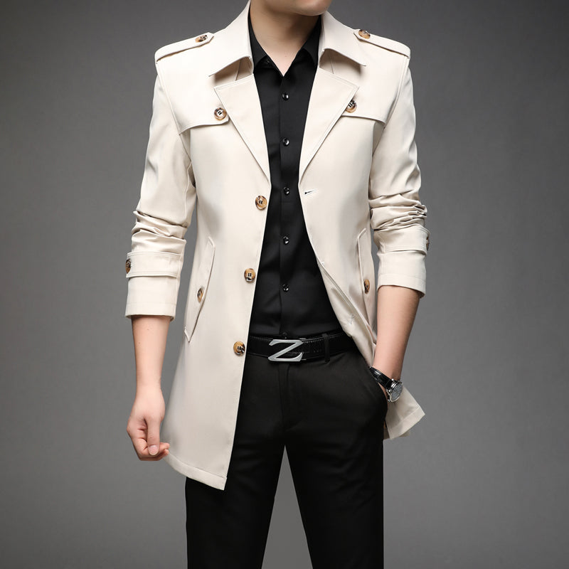 Autumn Men Long Trench Fashion British Style