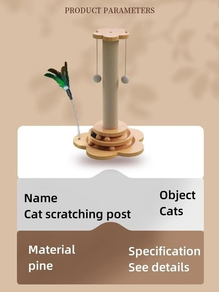 Pet Cat Toy Solid Wood Cat Turntable Funny Cat Stick  Balls