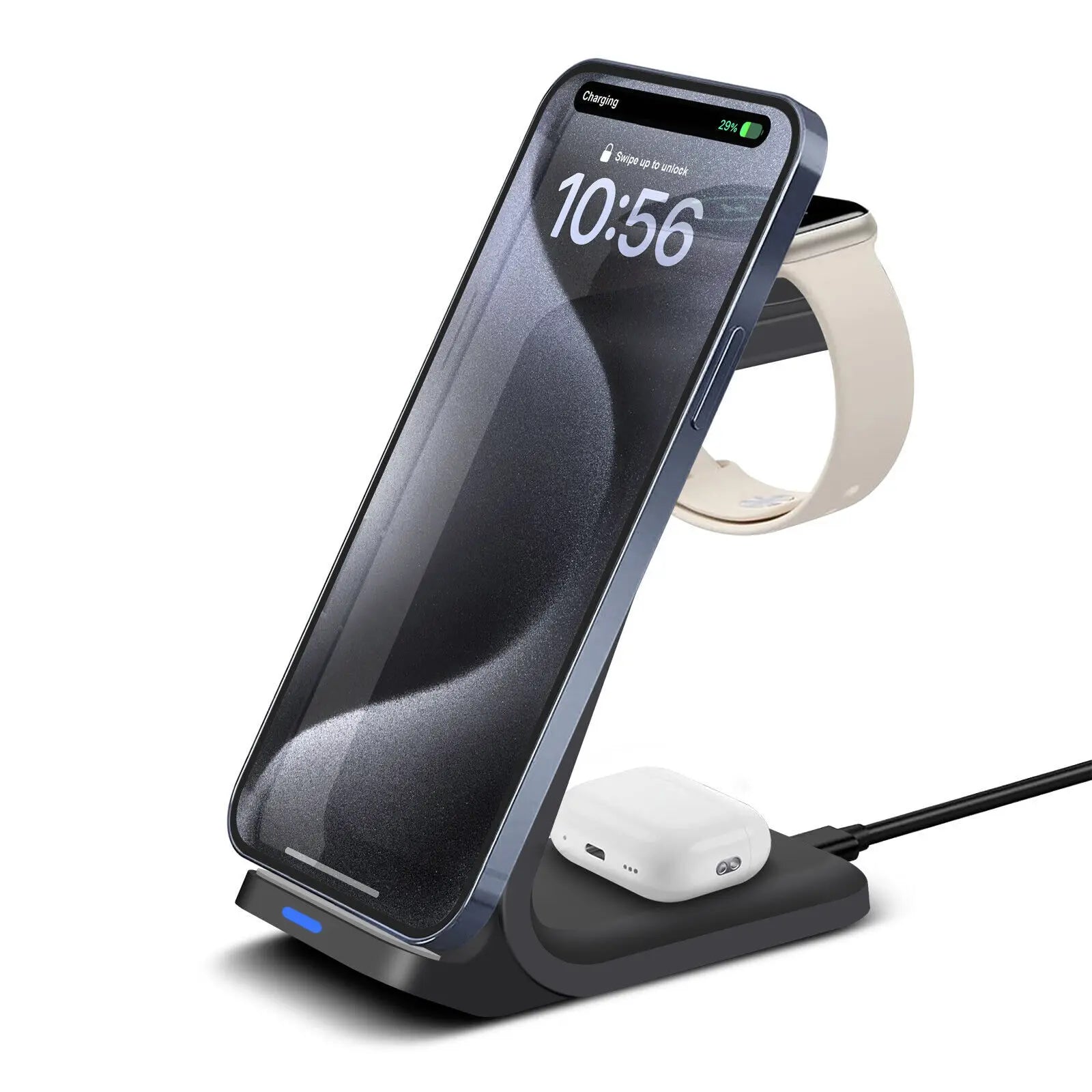 Wireless Charger Dock Charging Station 3In1 For Apple Watch Iphone 15 14 13 12 X