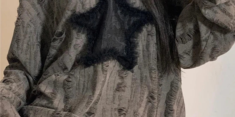 Y2K Hole Star Print T-Shirt Women Fashion