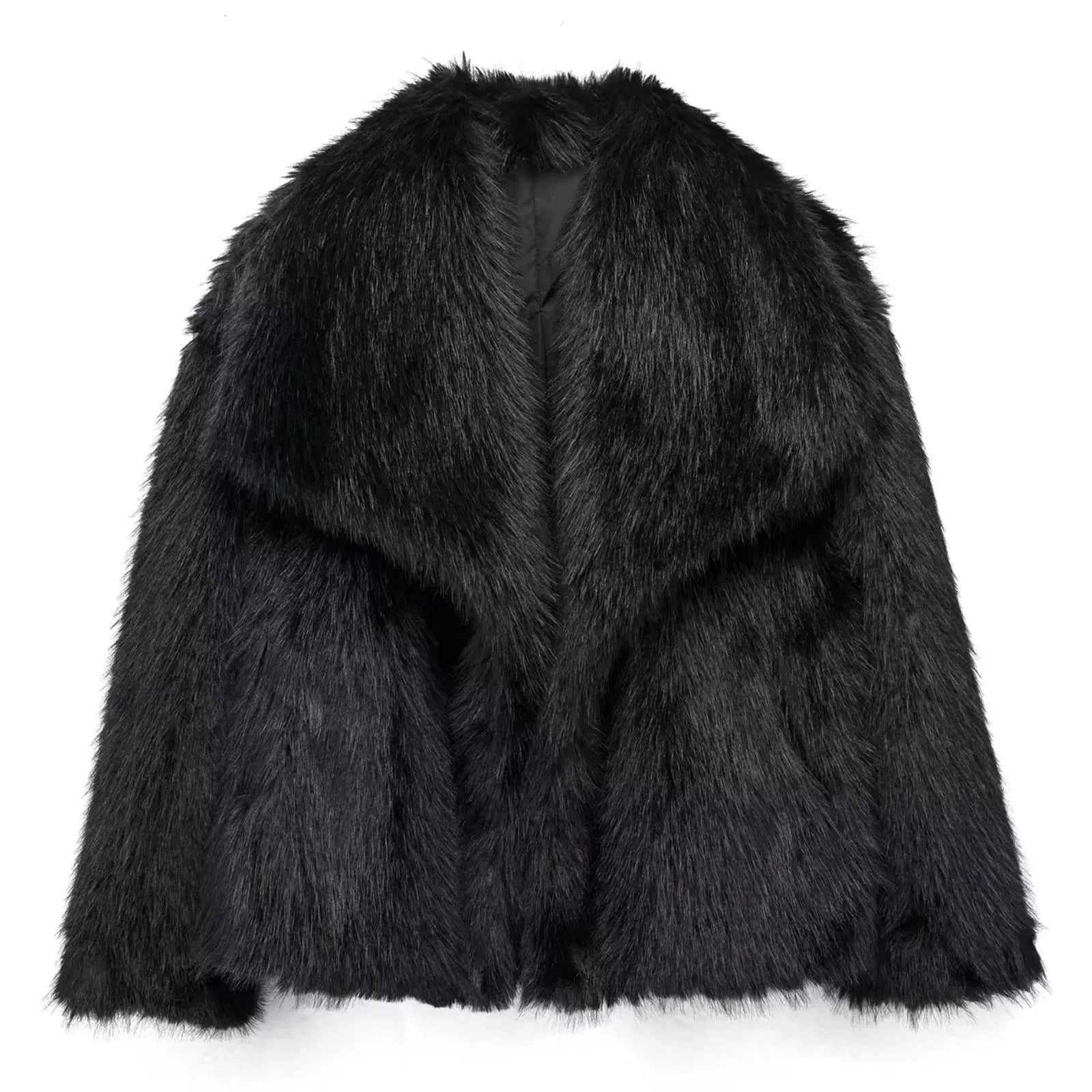 TRAFZA Women Fashion Faux Fur Jacket