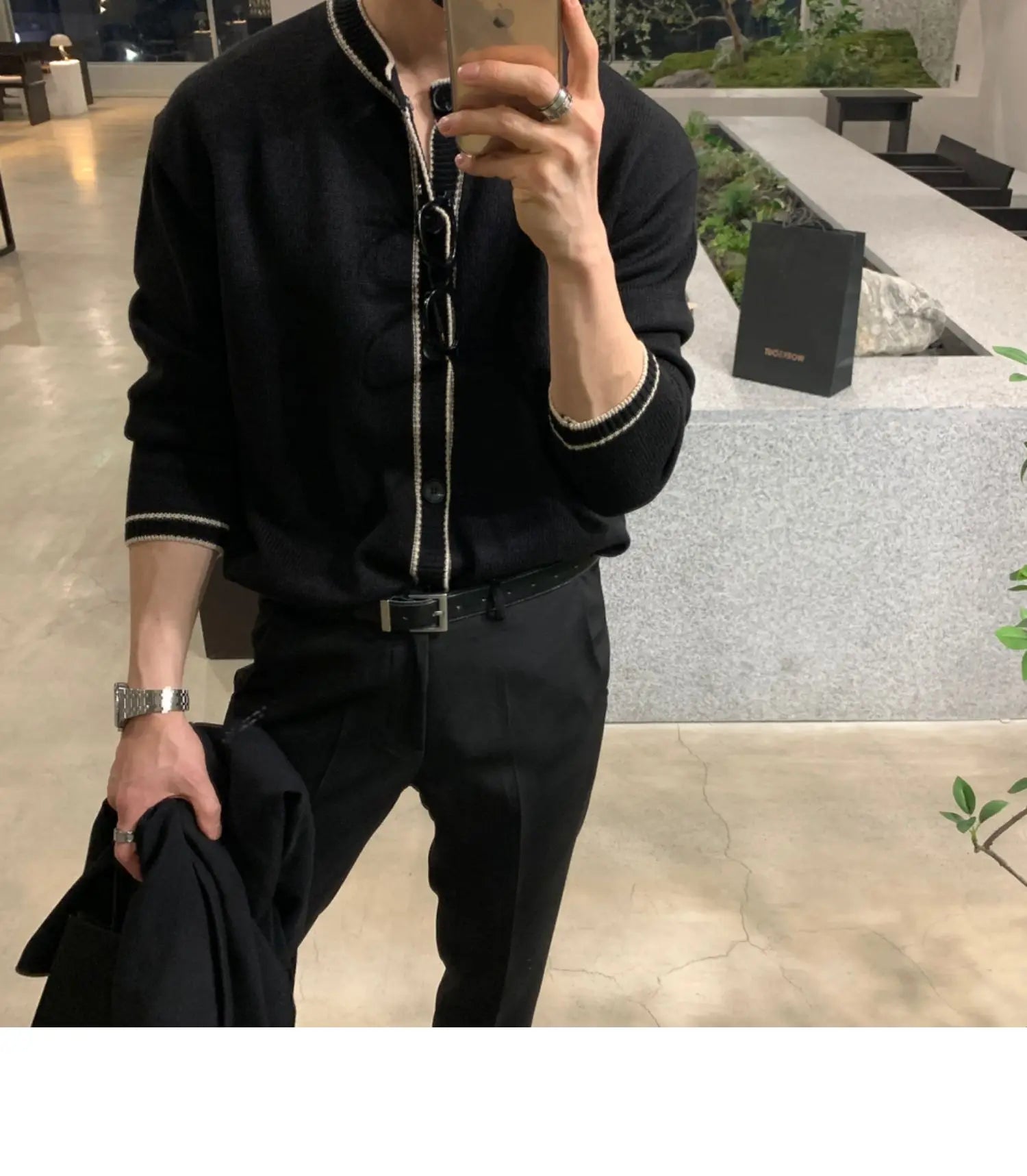 Fashionable Zipper Knitted Sweater Men's