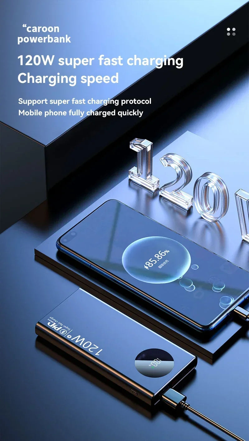 Xiaomi 120W 50000mAh High Capacity Power Bank Fast Charging Powerbank Portable Battery Charger For iPhone Samsung Huawei 2025New
