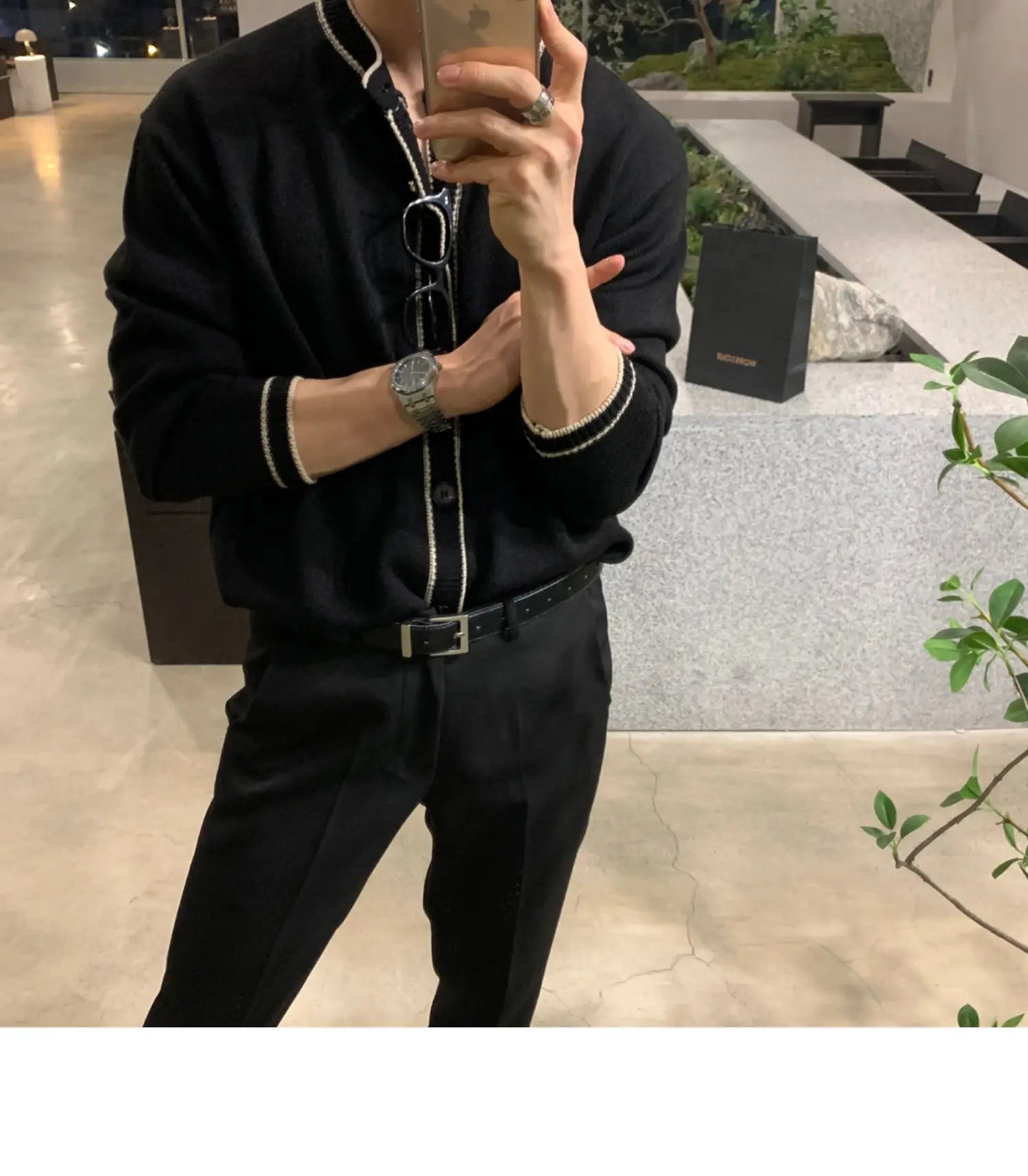 Fashionable Zipper Knitted Sweater Men's