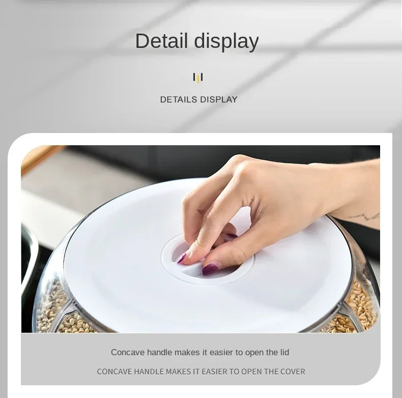 360 Degree Rotating Rice Dispenser Sealed Dry Cereal Grain Bucket Dispenser Moisture-proof Kitchen Food Container Storage Box