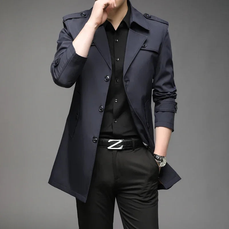 Autumn Men Long Trench Fashion British Style