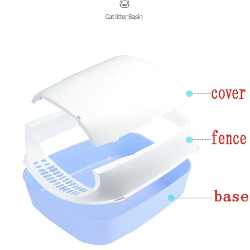 Kitty Sandbox Cat Litter Box Semi-enclosed Splashproof Cat