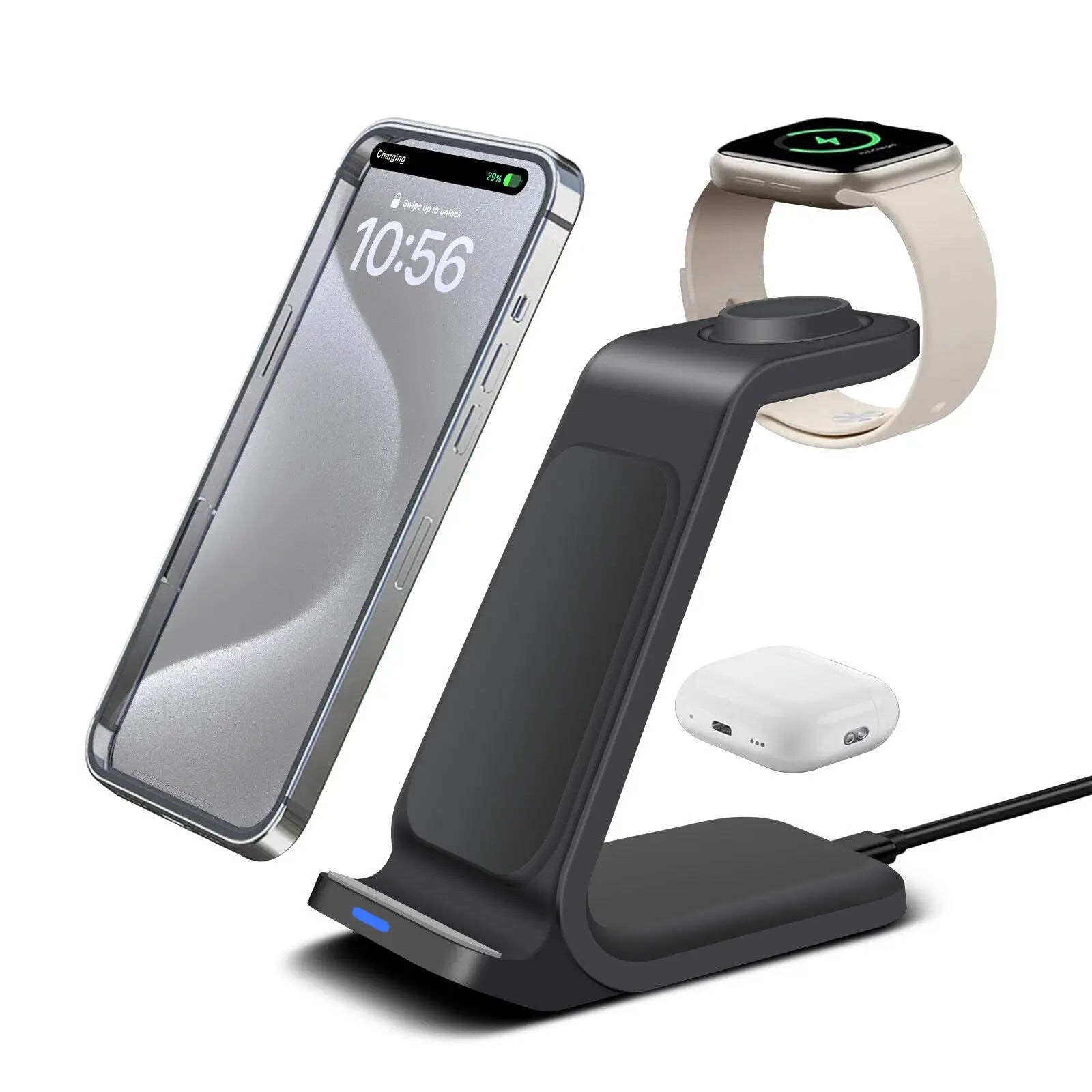 Wireless Charger Dock Charging Station 3In1 For Apple Watch Iphone 15 14 13 12 X