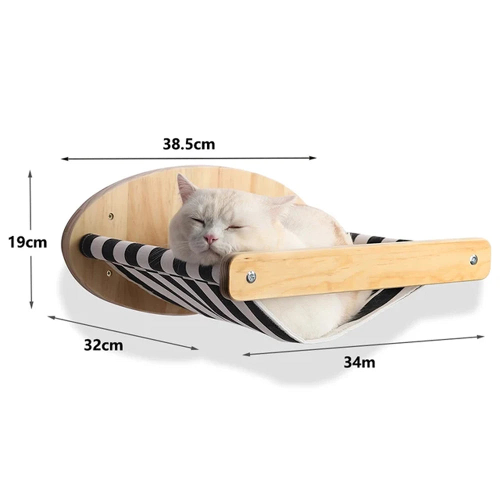 Wall-mounted Cat Hanging  Bed Cat Climbing Ladder Grab Post Solid Wood