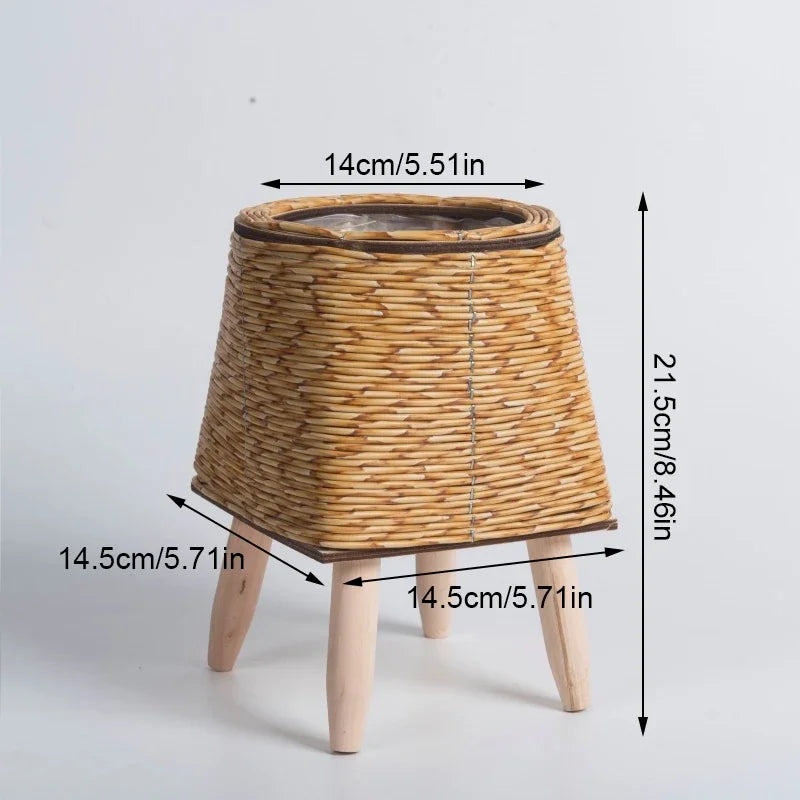 Nordic Imitation Rattan Flower Pot Hand Woven Flower Shelf Planters Plant Stand Holder Basket Garden Decor Home Storage Basket