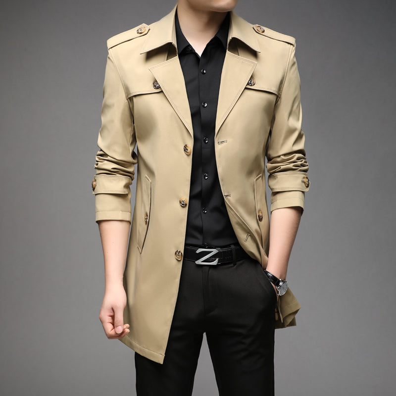 Autumn Men Long Trench Fashion British Style