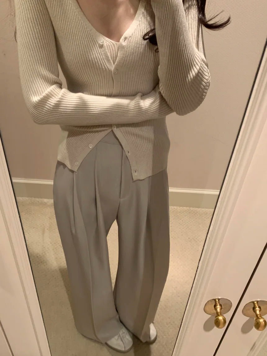 Chic V-Neck Knitted Open Cardigan Top Women's