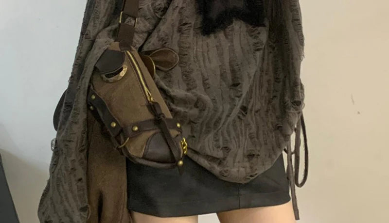 Y2K Hole Star Print T-Shirt Women Fashion