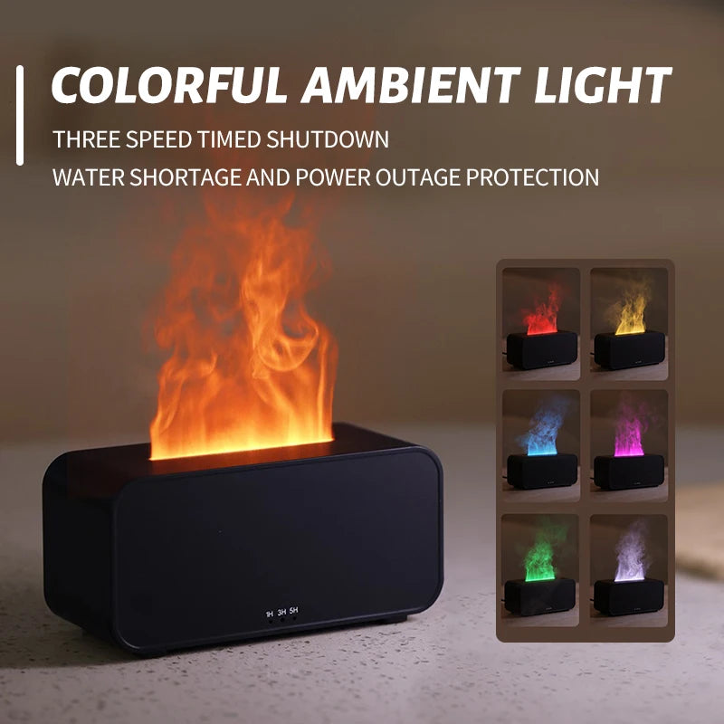 New humidifier seven-color flame diffuser Home seven-color atmosphere lamp fragrance machine ultrasonic flame humidifier