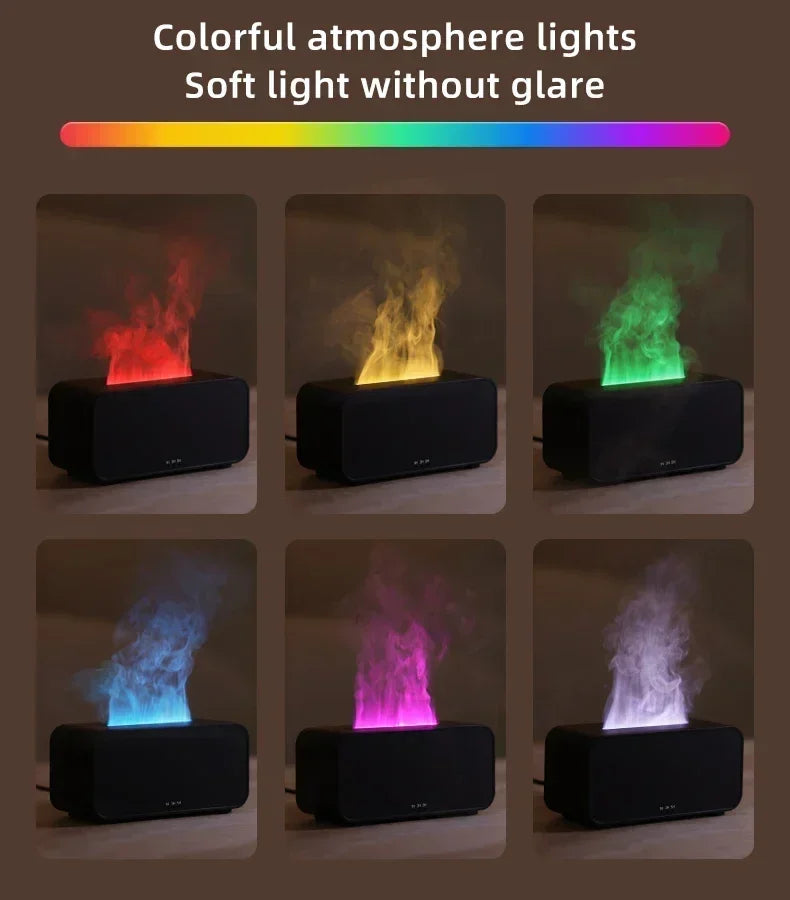 New humidifier seven-color flame diffuser Home seven-color atmosphere lamp fragrance machine ultrasonic flame humidifier