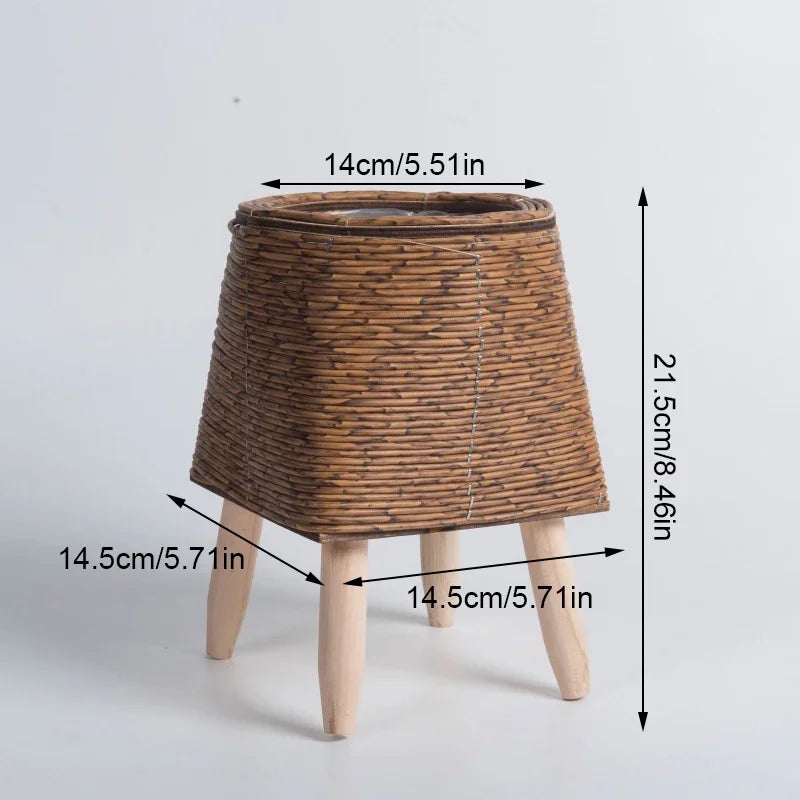 Nordic Imitation Rattan Flower Pot Hand Woven Flower Shelf Planters Plant Stand Holder Basket Garden Decor Home Storage Basket