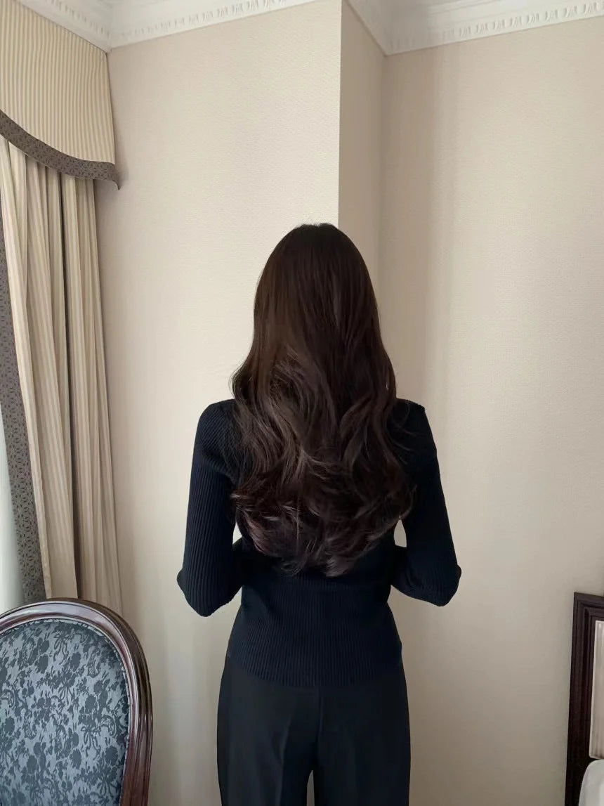 Chic V-Neck Knitted Open Cardigan Top Women's