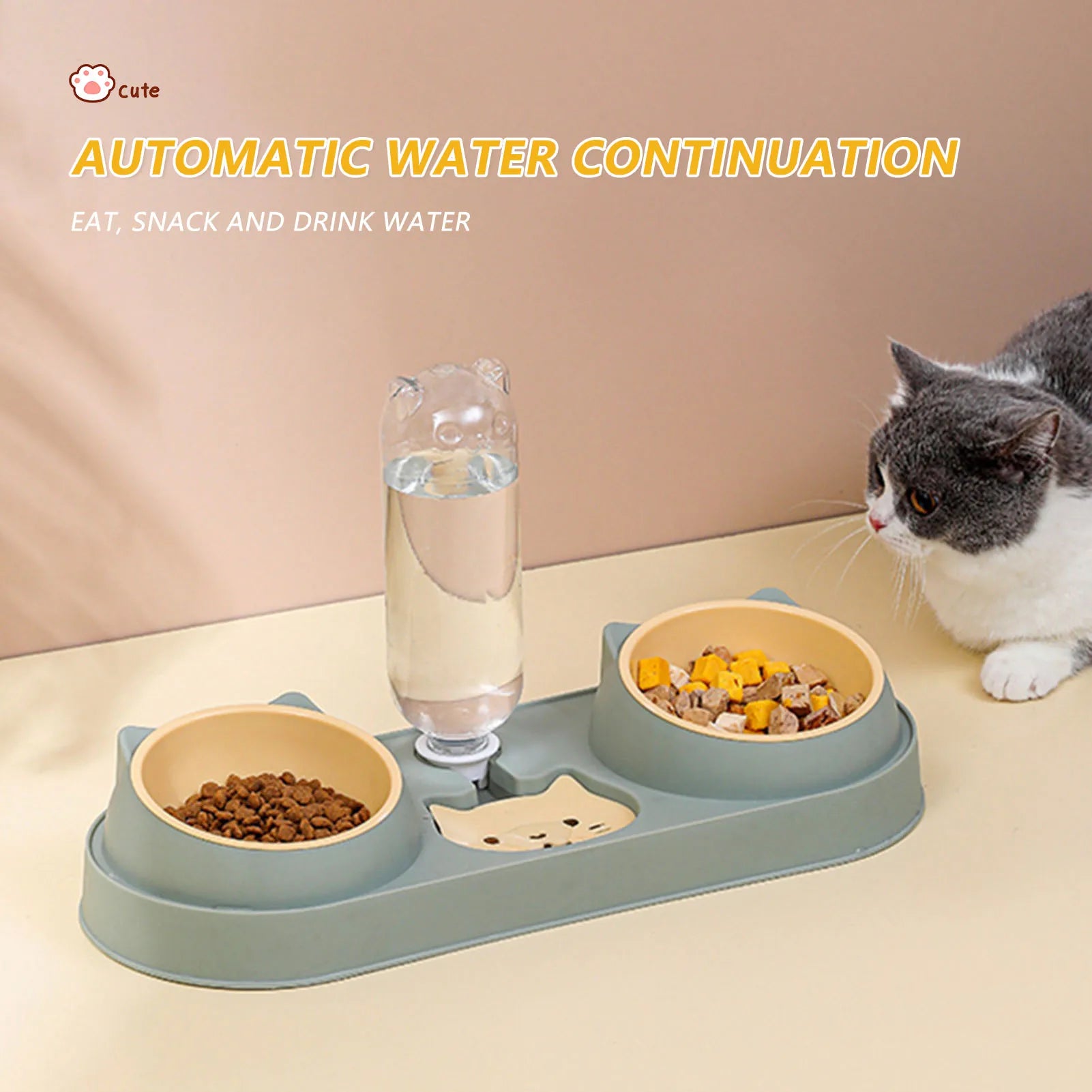 Pet Cat Bowl Automatic Feeder Dog Food Bowl