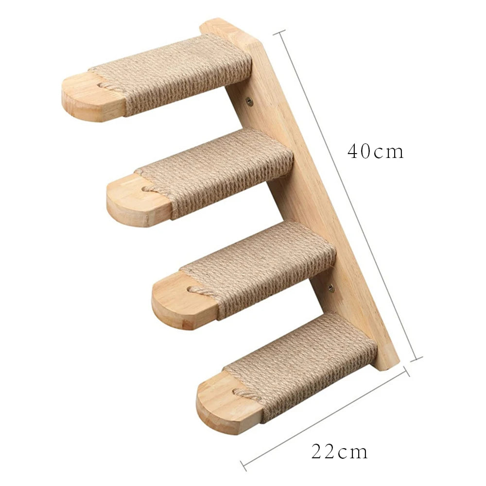 Wall-mounted Cat Hanging  Bed Cat Climbing Ladder Grab Post Solid Wood