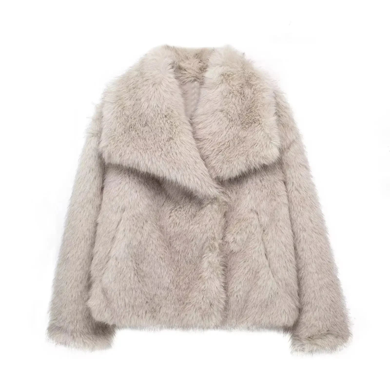 TRAFZA Women Fashion Faux Fur Jacket