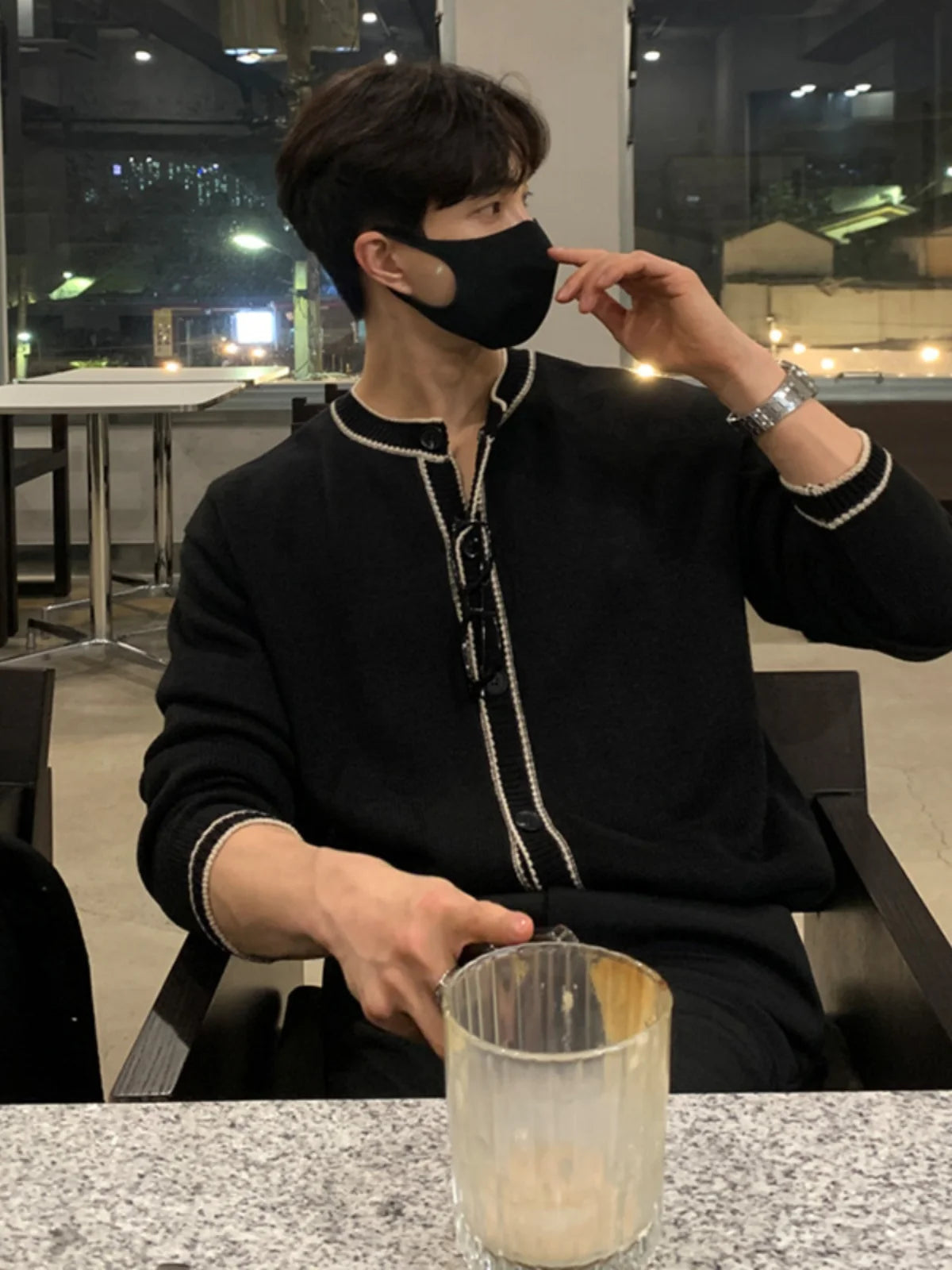 Fashionable Zipper Knitted Sweater Men's