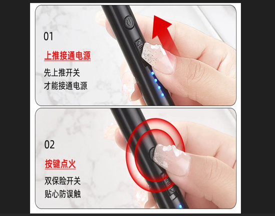 Household portable storage kitchen lighter, windproof arc pulse ignition gun, USB electronic lighter